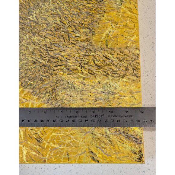 Abstract Yellow Textured Canvas Art Signed by Artist  Contemporary Original Pain - Picture 15 of 16